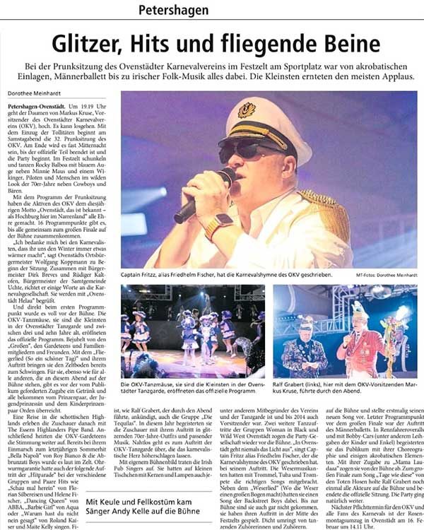Presseartikel Mindener Tageblatt über Captain Fritzz